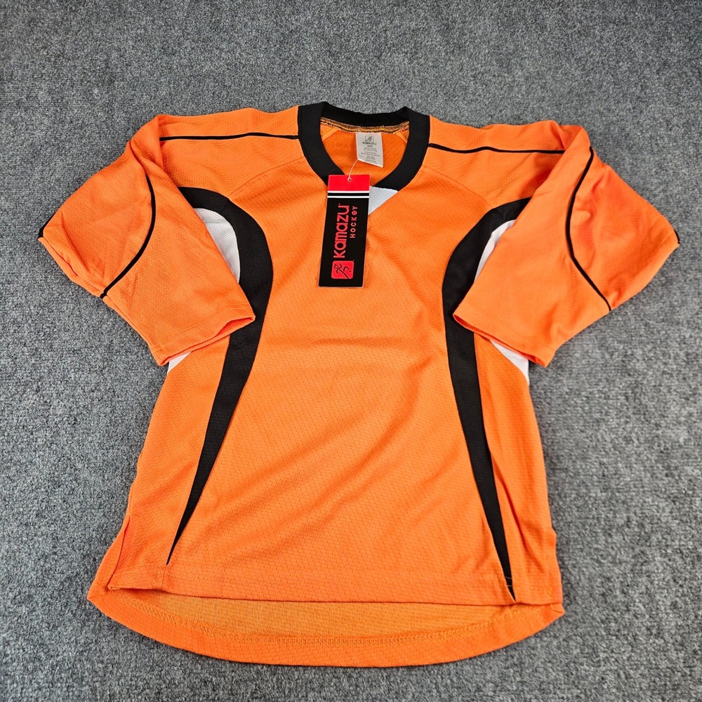 Kamazu Hockey Jersey Junior Small Medium Orange Black White 14200-181201 NWT